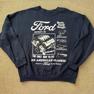 Ford Motor Men's Dark Blue Graphic Crewneck Sweatshirt Size Medium
